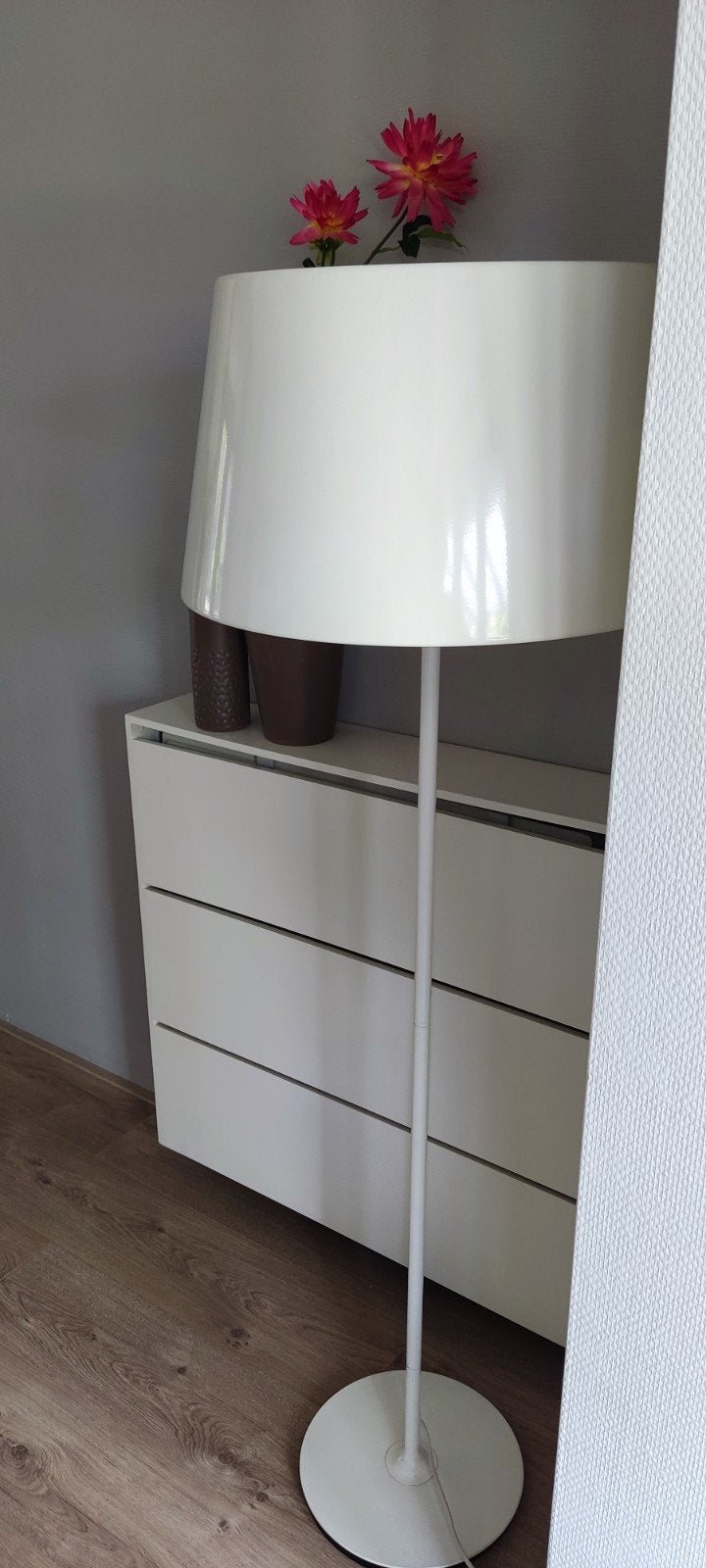 Metalen Staande Lamp - 150cm Hoog, 49cm Kap Diameter, Huis en Inrichting, Ophalen, Gebruikt, Metaal, 150 tot 200 cm