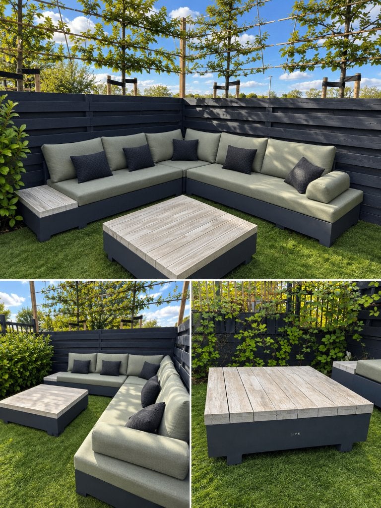 LIFE Edge loungeset met salontafel zeer goede staat, Ophalen, 6 zitplaatsen, Aluminium, Zo goed als nieuw