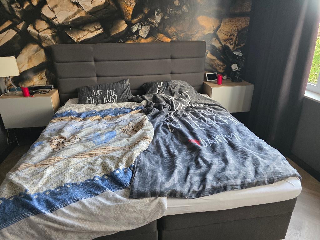 Boxspring met elektrische bodem, Ophalen, Gebruikt, Tweepersoons, Overige maten