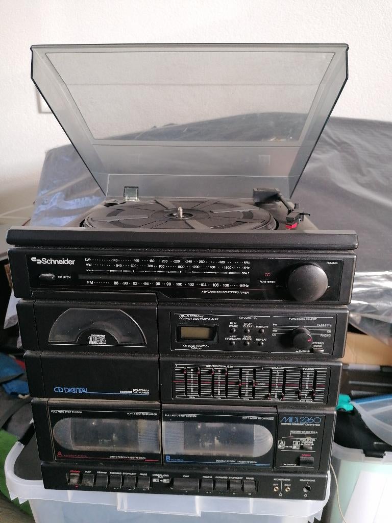 Stereotoren Schneider met platen-, casette- en cd-speler, Ophalen of Verzenden, Gebruikt, Platenspeler, Overige merken