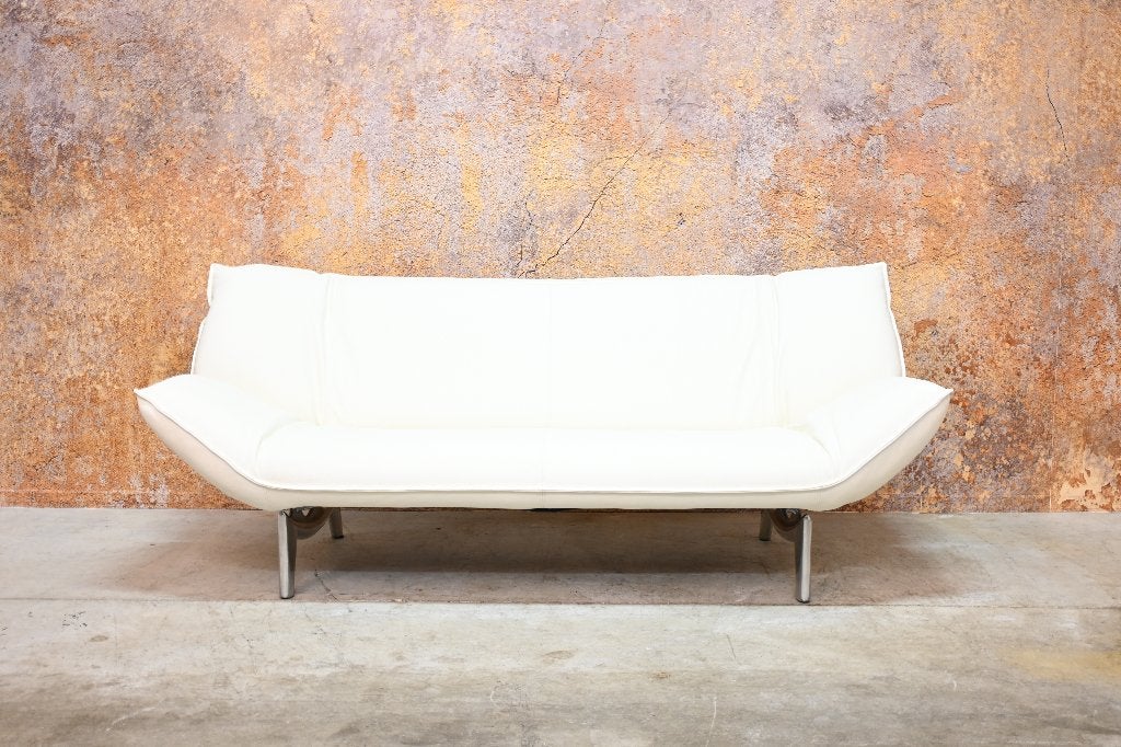 2 NIEUW beklede witte leren Leolux Tango design banken, Huis en Inrichting, Leolux, Leolux, 75 tot 100 cm, Ophalen of Verzenden