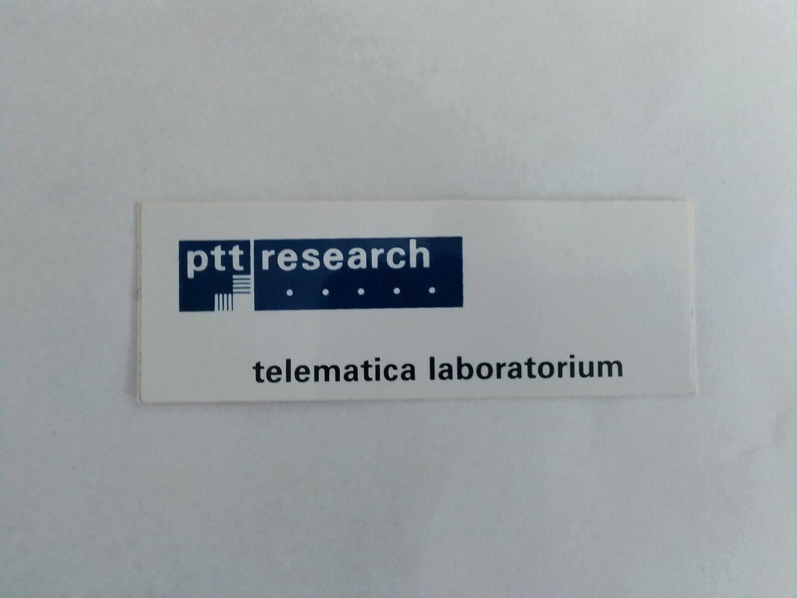 Sticker PTT Research Telematica Laboratorium, Verzenden, Zo goed als nieuw
