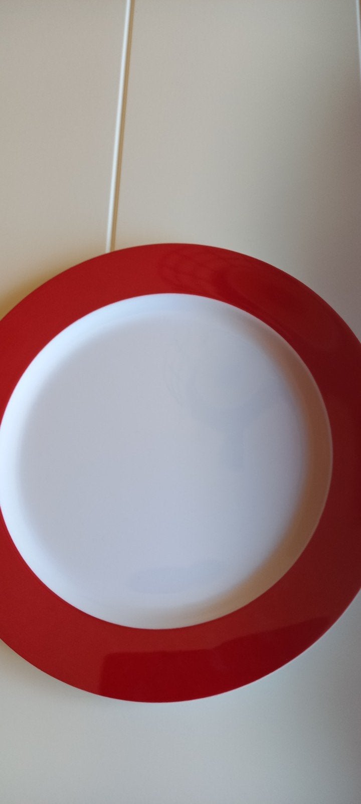 Mepal Rosti melamine bord rood/wit, Kunststof, Gebruikt, Mepal, Ophalen of Verzenden