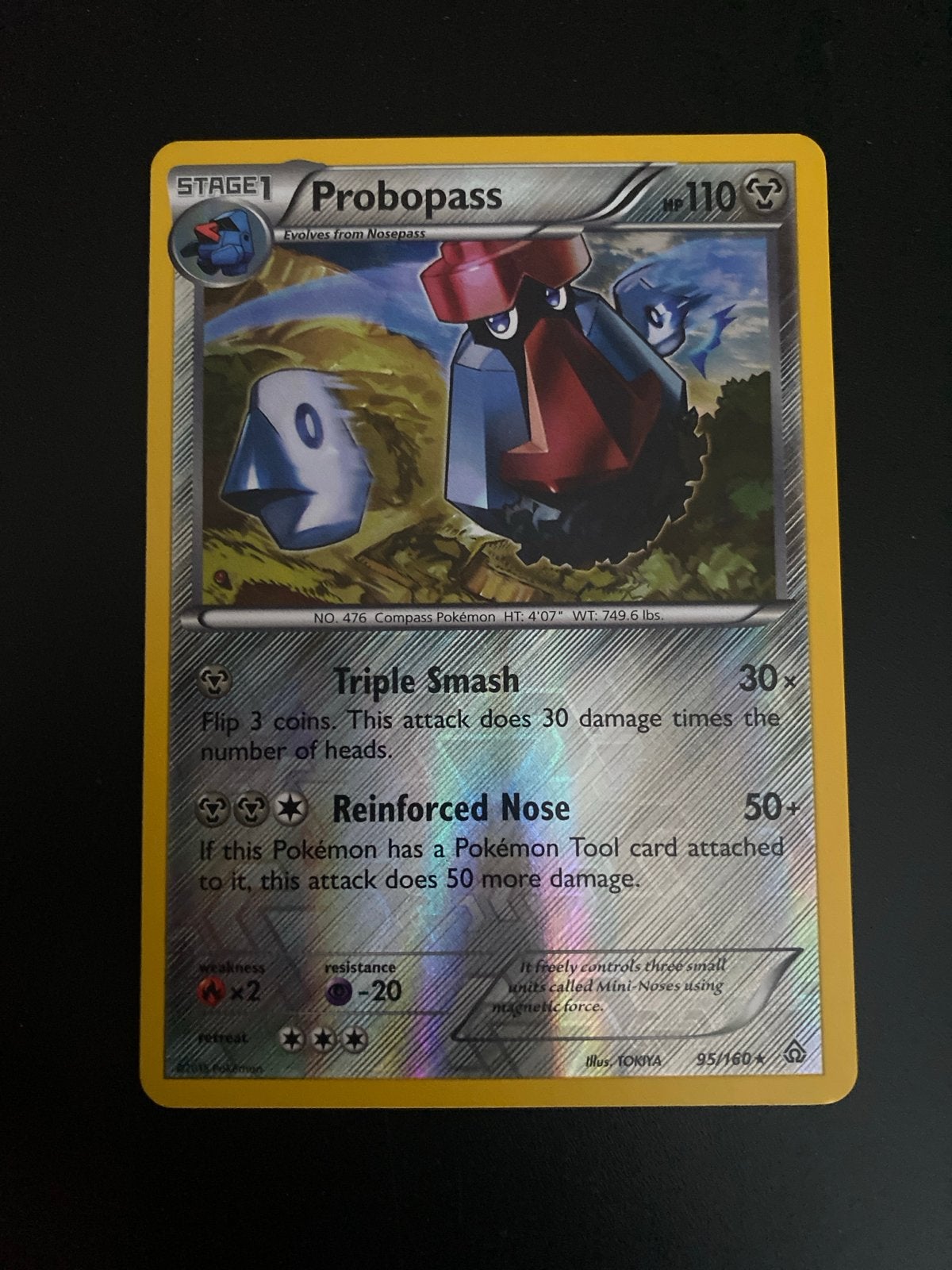 Probopass 95/160 Rare Rev. Holo XY Primal Clash (2015) NM!, Ophalen of Verzenden, Zo goed als nieuw, Losse kaart, Foil