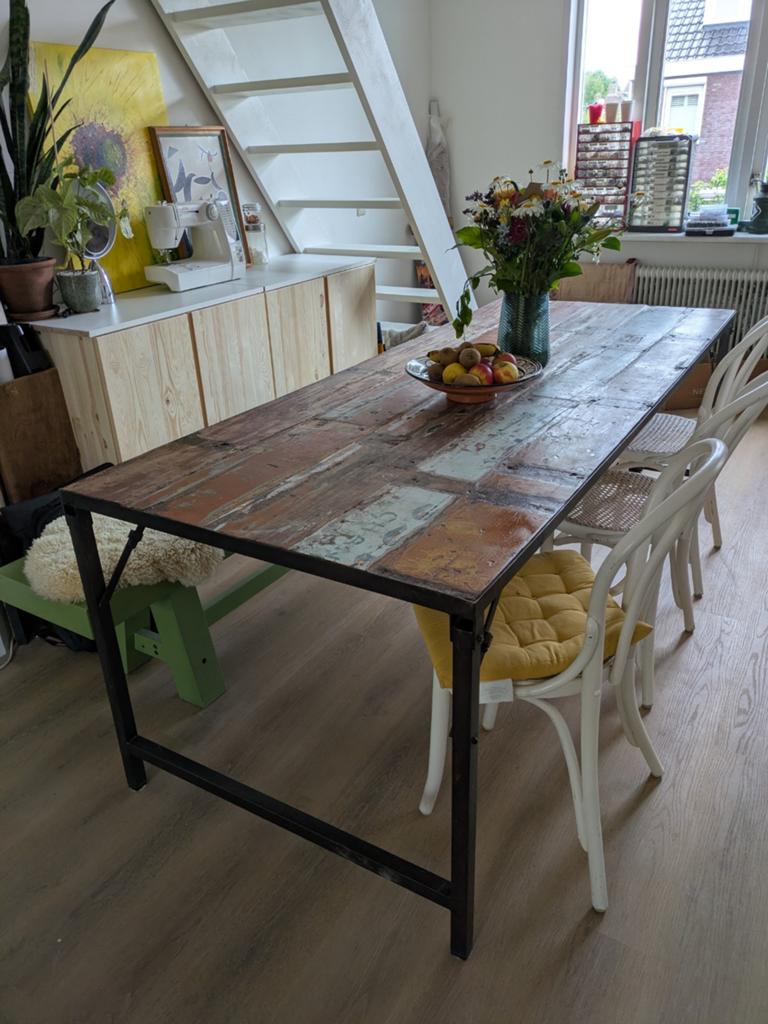 Eettafel 220*90*76 inklapbaar, Huis en Inrichting, Tafels | Eettafels, Ophalen, Rechthoekig, 200 cm of meer, 50 tot 100 cm