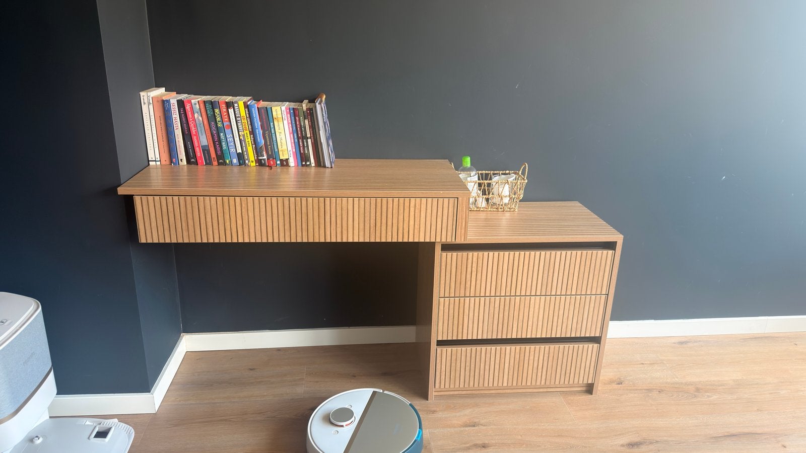 MDF make-up tafel met 2 nachtkastjes - uniek maatwerk, Ophalen, Overige materialen, 100 tot 150 cm, Zo goed als nieuw