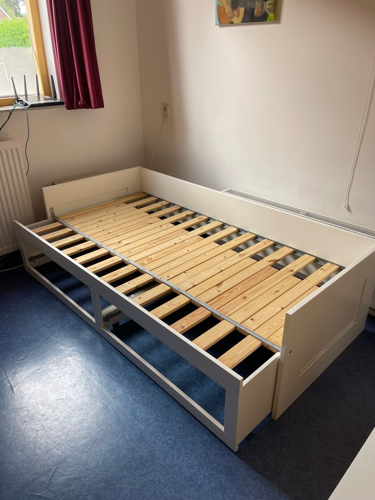 Ikea uitschuifbed, Ophalen, Wit, Tweepersoons, 80 cm