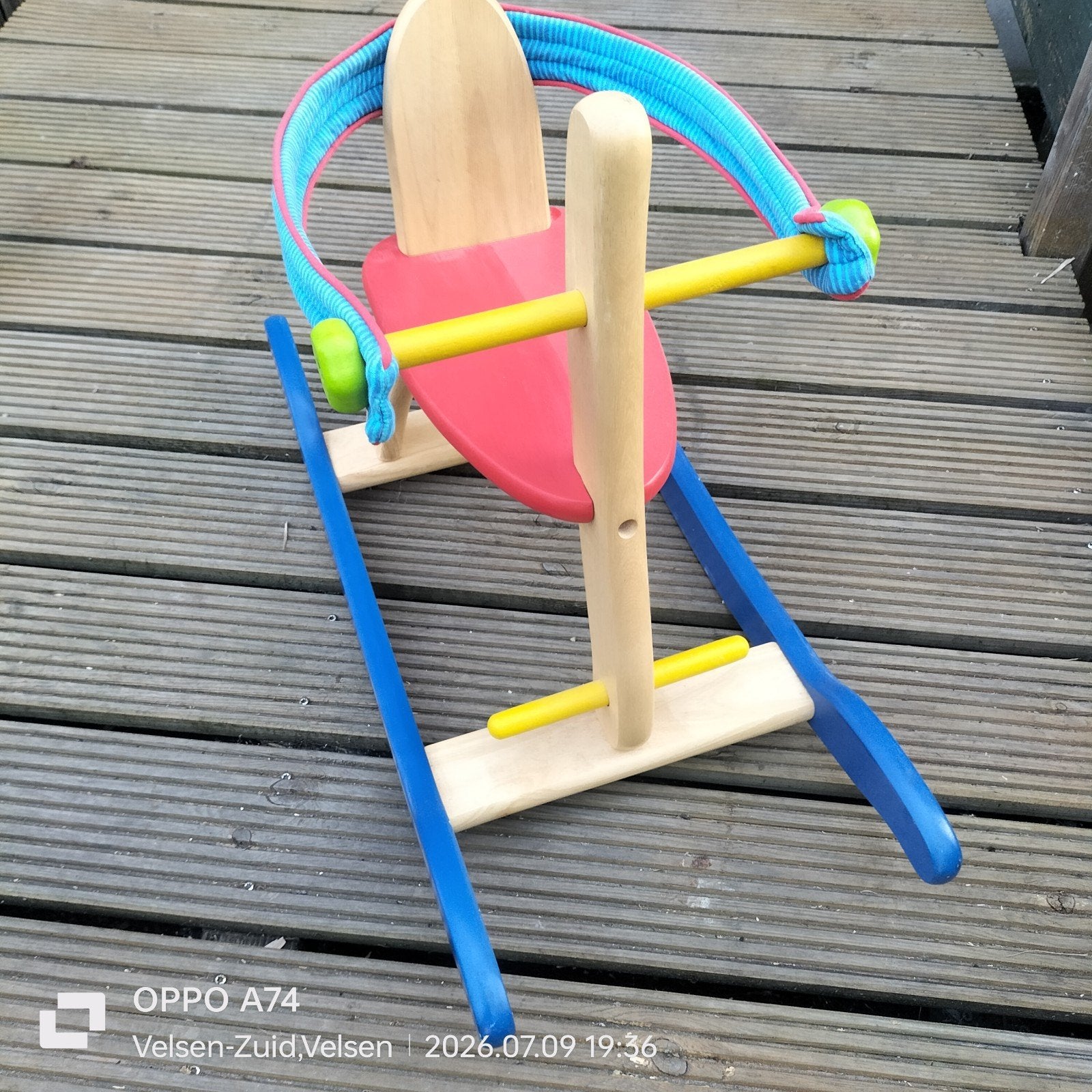 Houten wipstoel voor kinderen, Kinderen en Baby's, Ophalen of Verzenden, Rugleuning, Gebruikt, Hout
