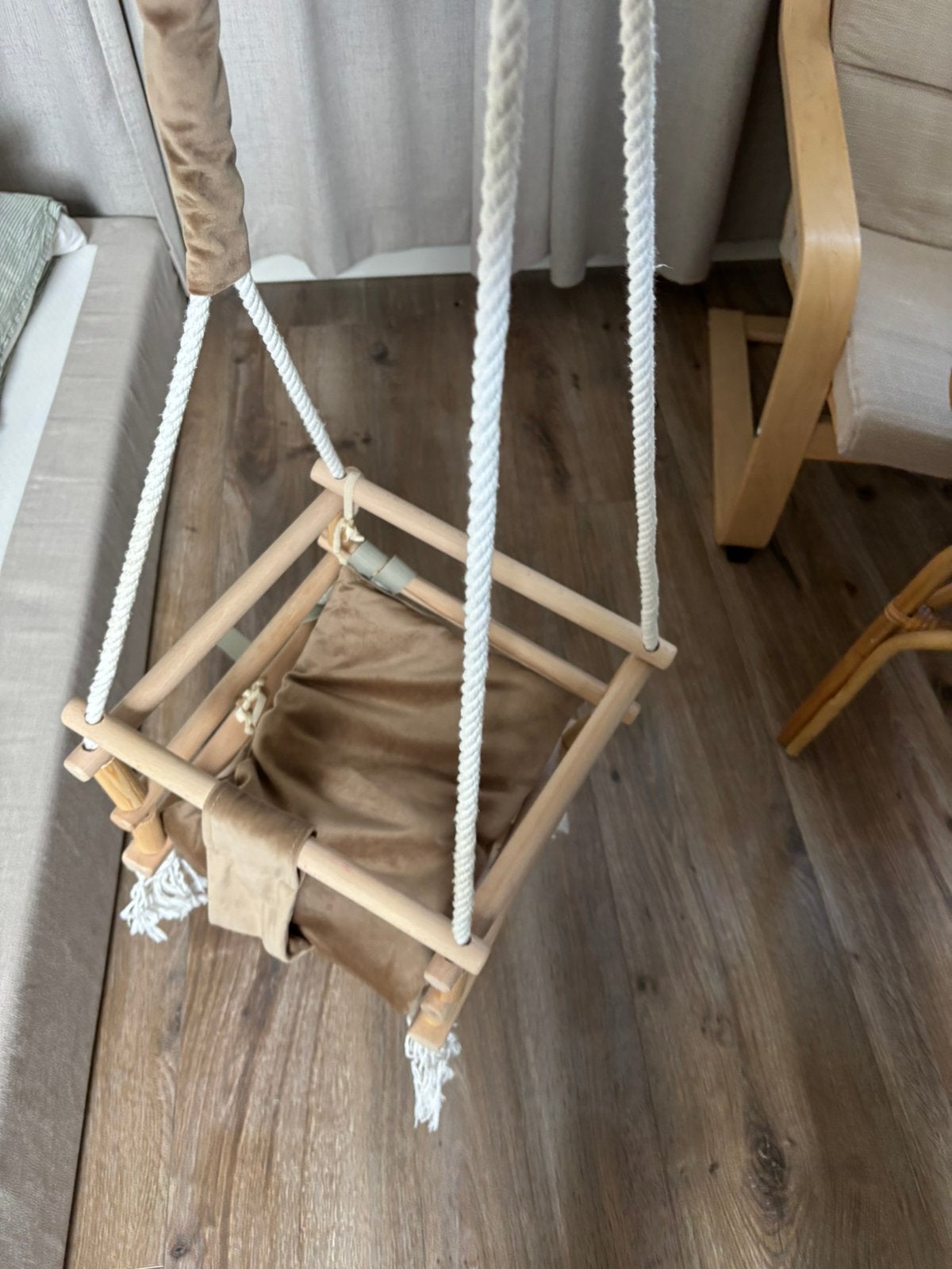 Luxe houten 3-in-1 babyschommel beige/bruin, Ophalen of Verzenden, Schommel