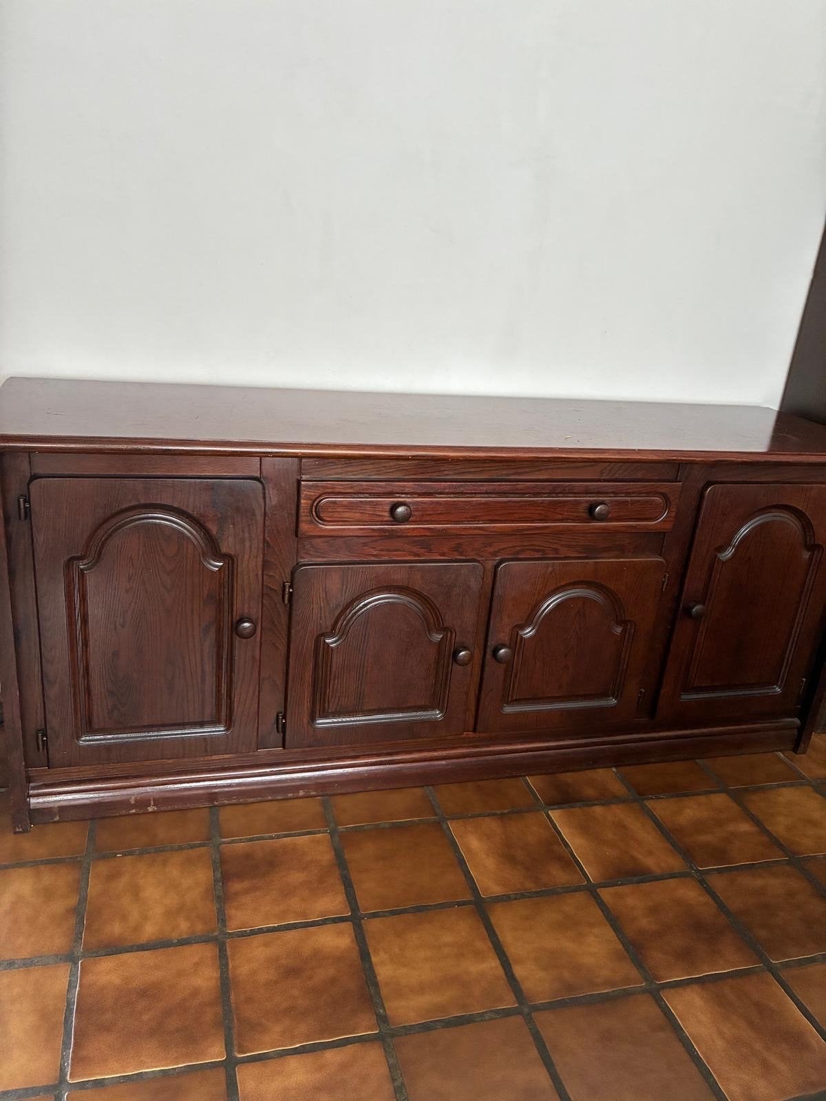 Massief houten dressoir met lades en deuren, Huis en Inrichting, Kasten | Dressoirs, Ophalen, Gebruikt, 150 tot 200 cm, Met lade(s)