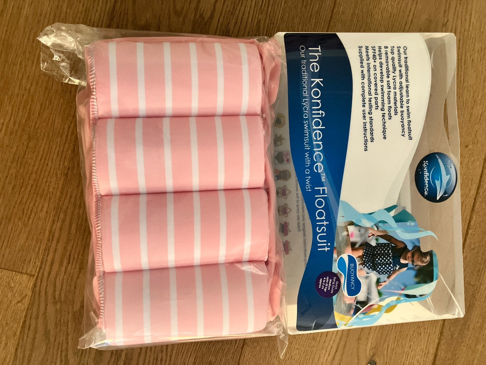 Konfidence Float Suit Roze Bretonse Streep 4-5 Jaar, Kinderen en Baby's, Badpak, Nieuw, Overige maten, Ophalen of Verzenden