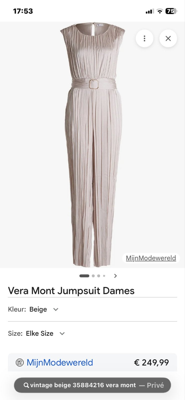 Vera Mont Jumpsuit Dames - Beige, Maat 42, Kleding | Dames, Jumpsuits, Ophalen of Verzenden, Nieuw, Maat 42/44 (L), Beige
