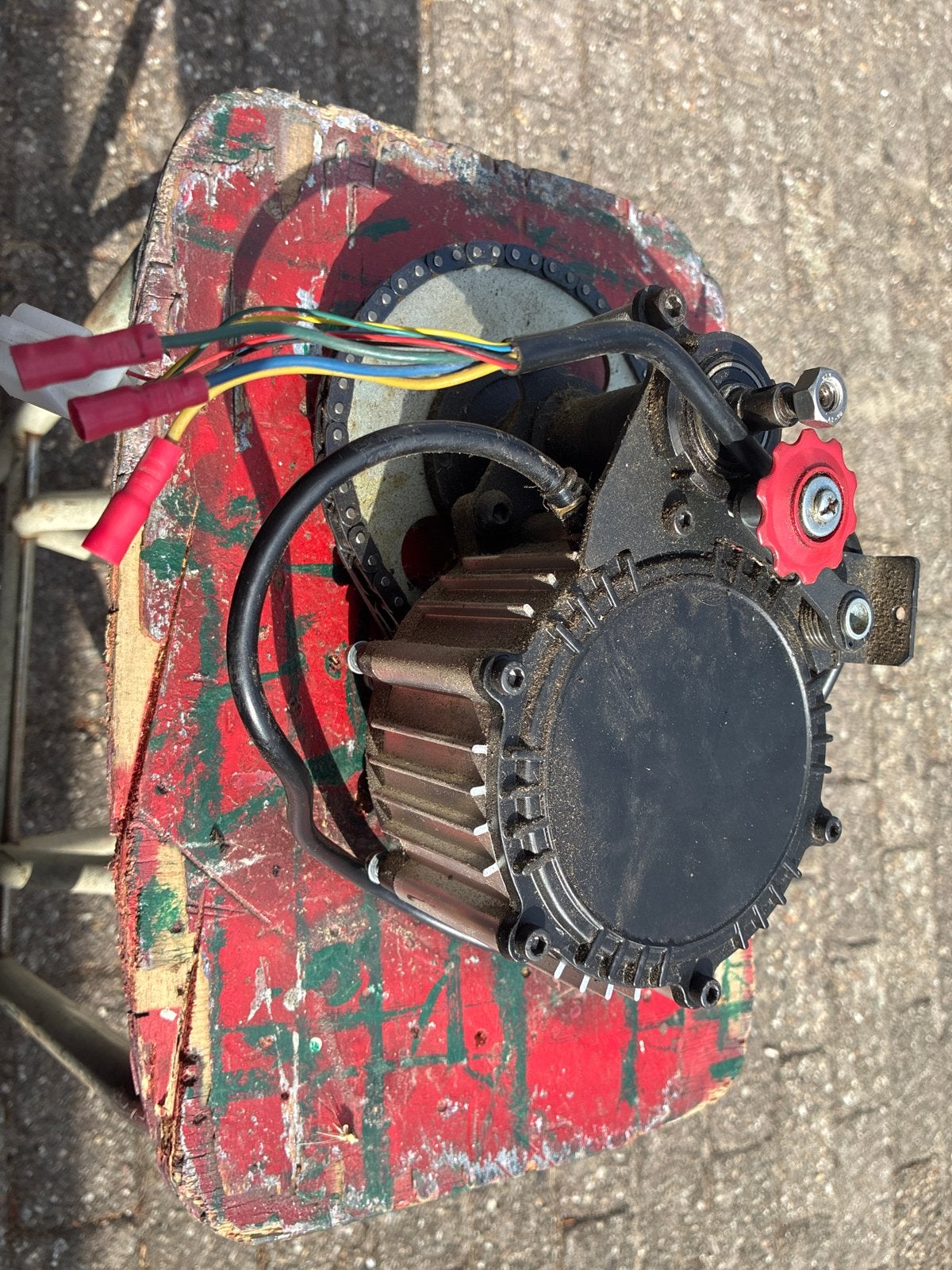 Gebruikte elektrische fiets motor met ketting en bedrading, Elektrische fiets, Gebruikt, Ophalen of Verzenden, Motor