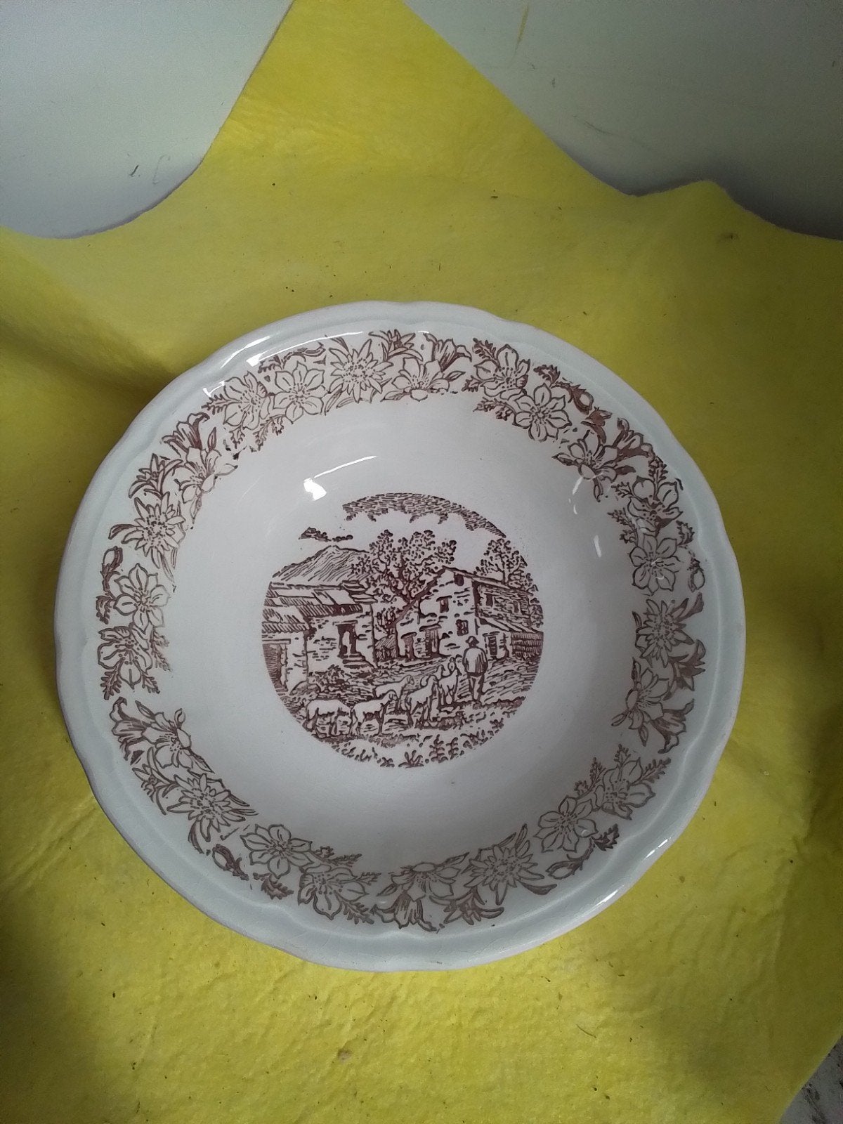15596) mooi antiek bord  met schaaps herder doorsnede 24cm, Ophalen of Verzenden