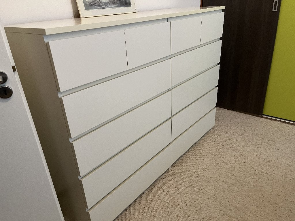 Ladekasten, wit, 2 stuks (MALM, Ikea), Ophalen, Gebruikt, 5 laden of meer, 100 tot 150 cm