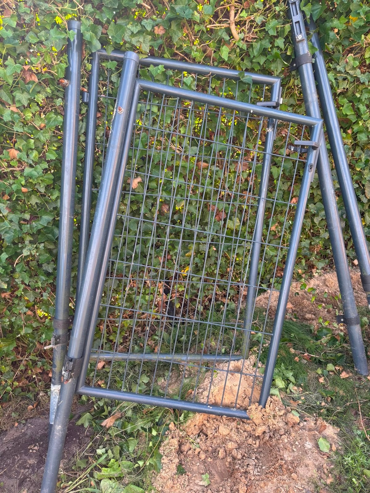 Gebruikt stalen hekwerk met poort en palen, Ophalen, Met poort, Gebruikt, Gaashekwerk