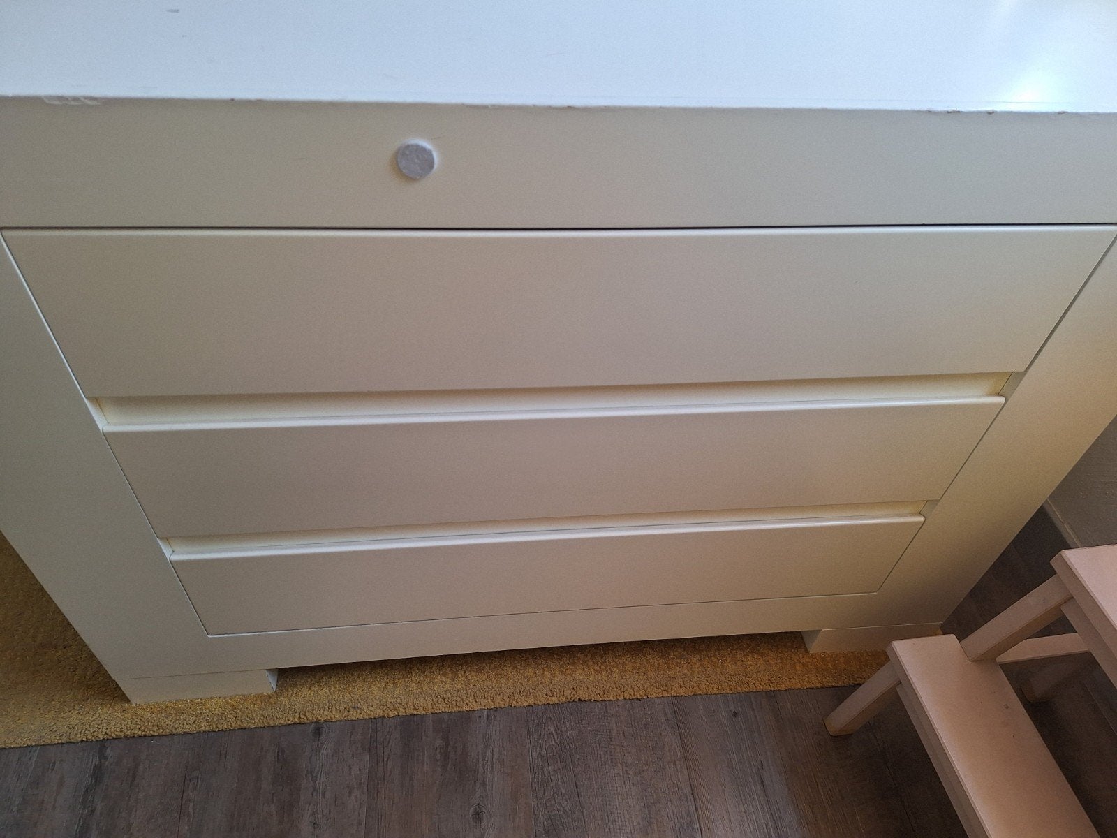 Witte commode met 3 ruime lades (124x55x90 cm), Ophalen