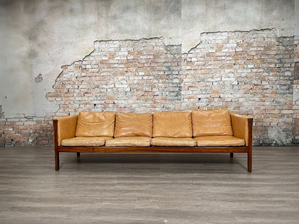 AP Stolen AP63/4 – Lichtbruin leer | Hans J. Wegner, Huis en Inrichting, Ophalen, Design, Zo goed als nieuw, Rechte bank