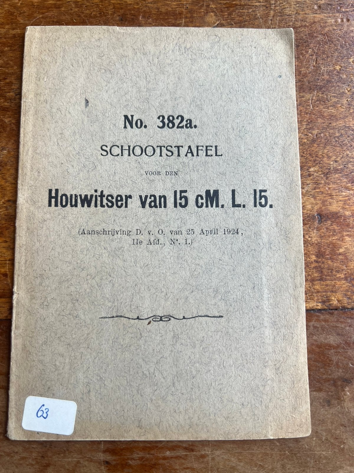 Nederlands artillerie schootstafel 15 cm l15 hembrug 1924, Verzenden, Nederland