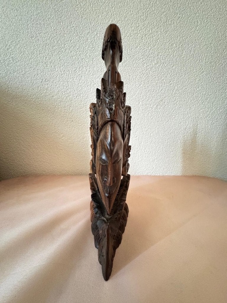 Balinees houtsnijwerk profiel - handgesneden buste, Hout, Bruin, Ophalen of Verzenden, Indonesië