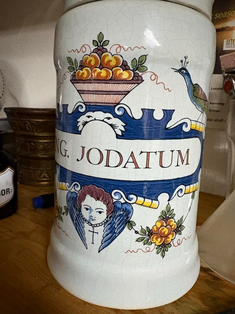 Oude Jodium Apothekerspot, Antiek en Kunst, Antiek | Keramiek en Aardewerk, Ophalen of Verzenden