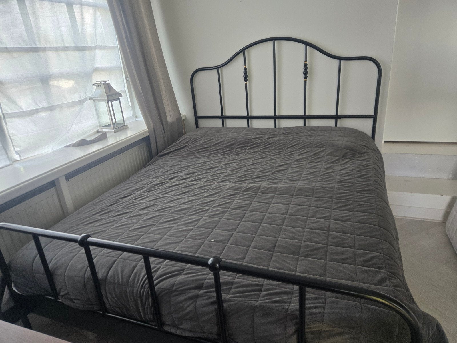 IKEA bedframe, zwart metaal, tweepersoons, Ophalen, Gebruikt, Zwart, Tweepersoons