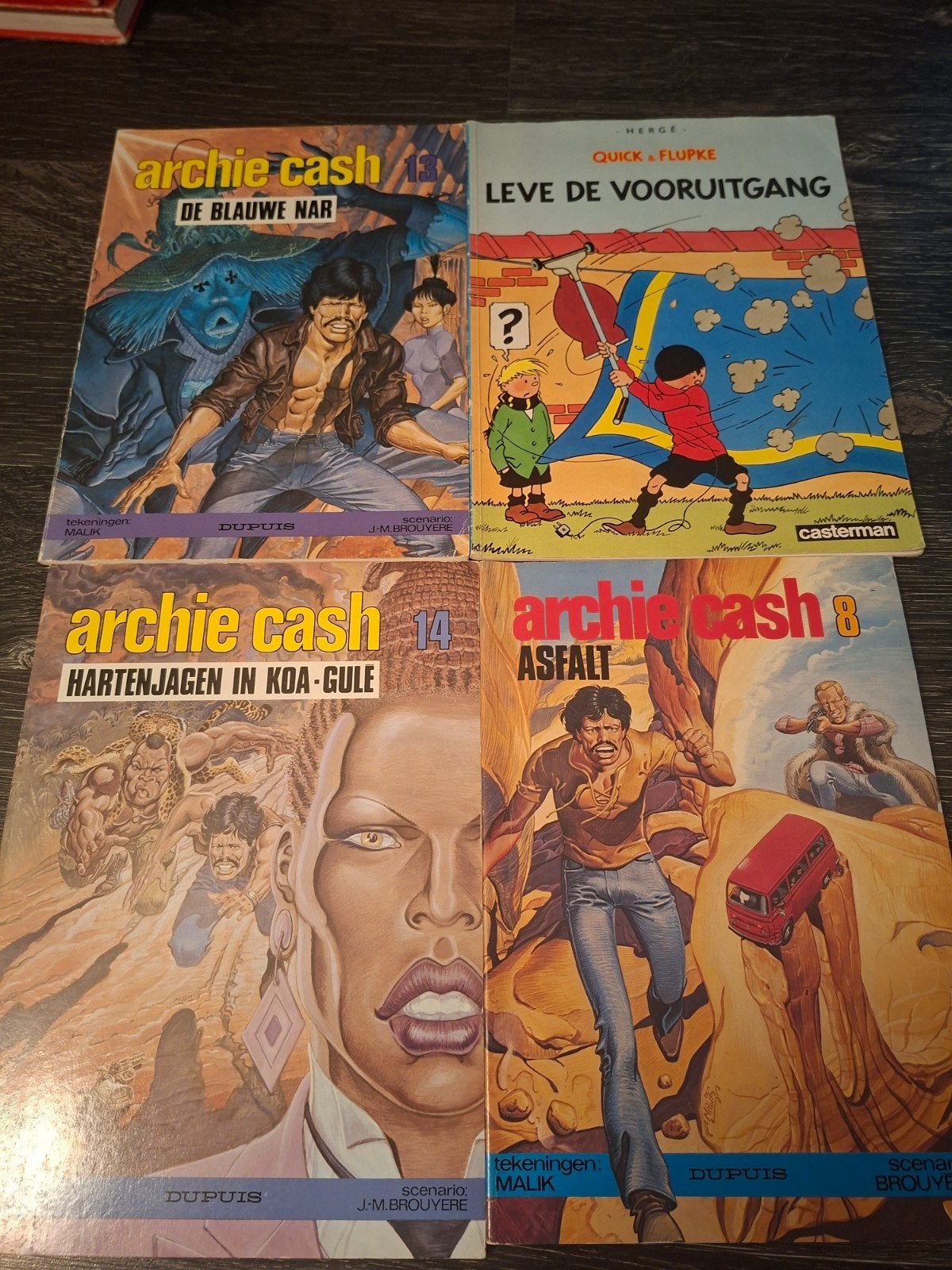 Archie Cash & Quick & Flupke stripboeken (4 stuks), Meerdere stripboeken, Ophalen of Verzenden, Gelezen