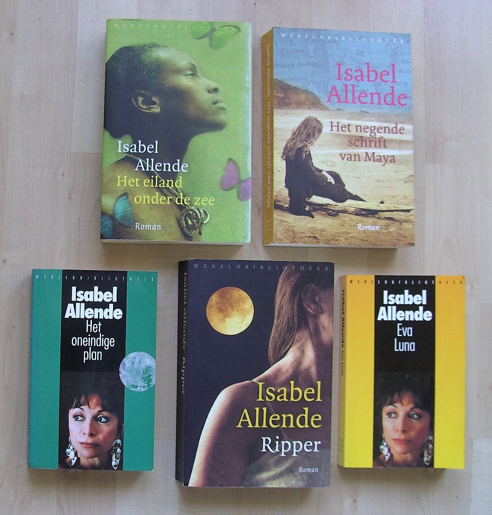 5x Isabel Allende - Het eiland onder zee / Ripper / Eva Luna, Boeken, Ophalen of Verzenden, Zo goed als nieuw, Isabel Allende