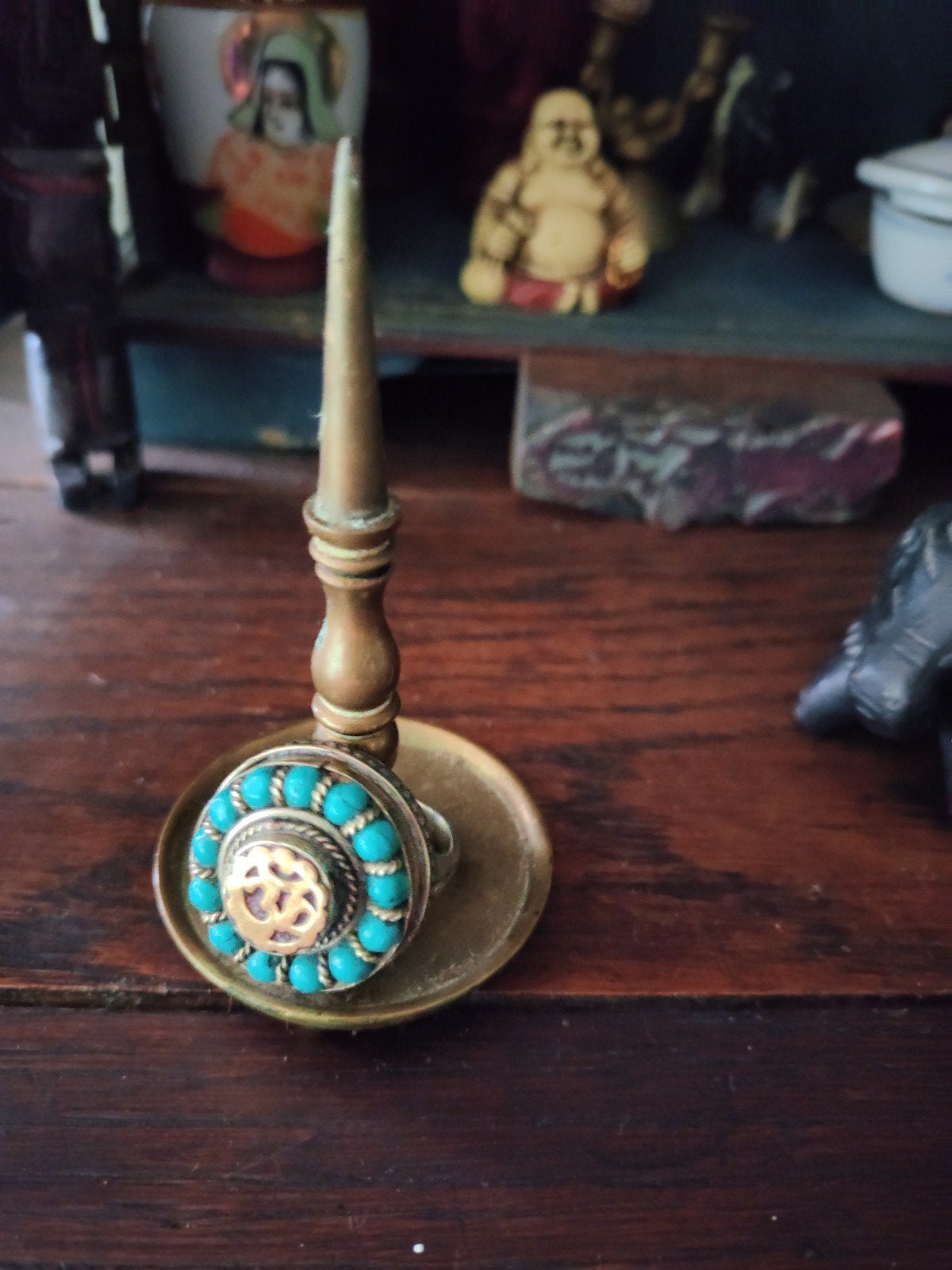 Antiek koperen ring standaard, Antiek en Kunst, Antiek | Koper en Brons, Ophalen of Verzenden