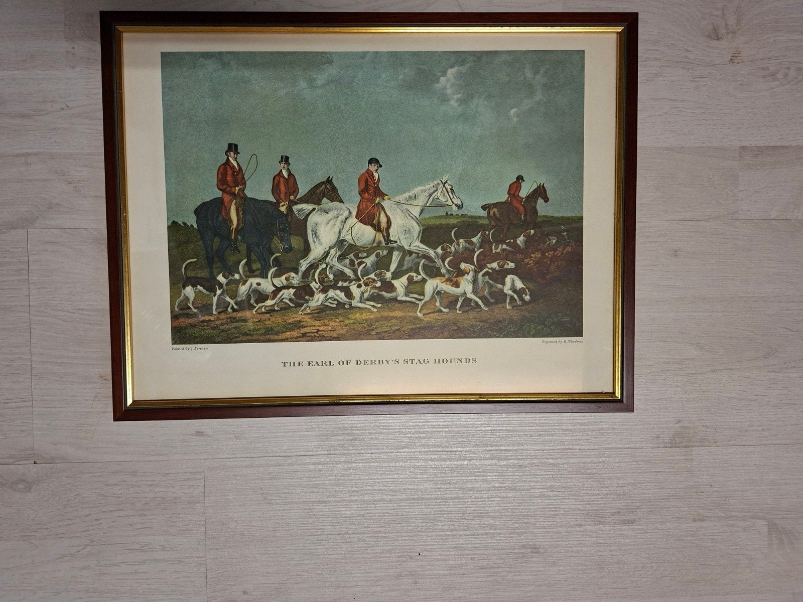 Antieke jachtscène: The Earl of Derby's Stag Hounds, Antiek en Kunst, Ophalen, Dieren, Klassiek, Print