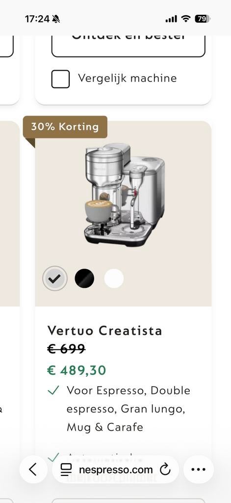 Nespresso Vertuo Creatista SAGE Koffiemachine, Koffiemachine, Ophalen of Verzenden, Zo goed als nieuw, Koffiepads en cups