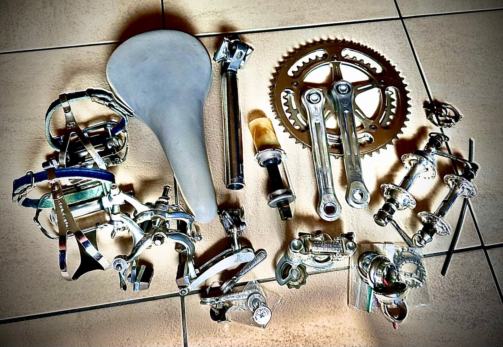 Vintage racefiets groep Campagnolo, Crankstel of Pedalen, Gebruikt, Ophalen of Verzenden, Aluminium