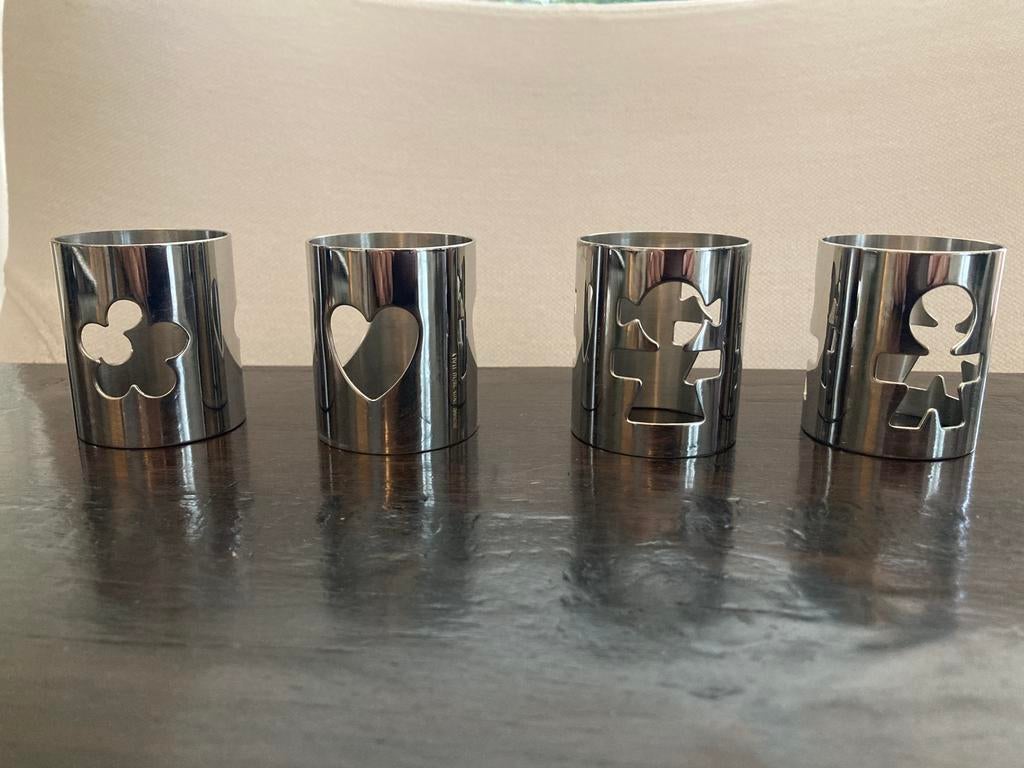 Alessie chrome servetringen, 4 stuks, Overige materialen, Overige typen, Ophalen of Verzenden, Zo goed als nieuw