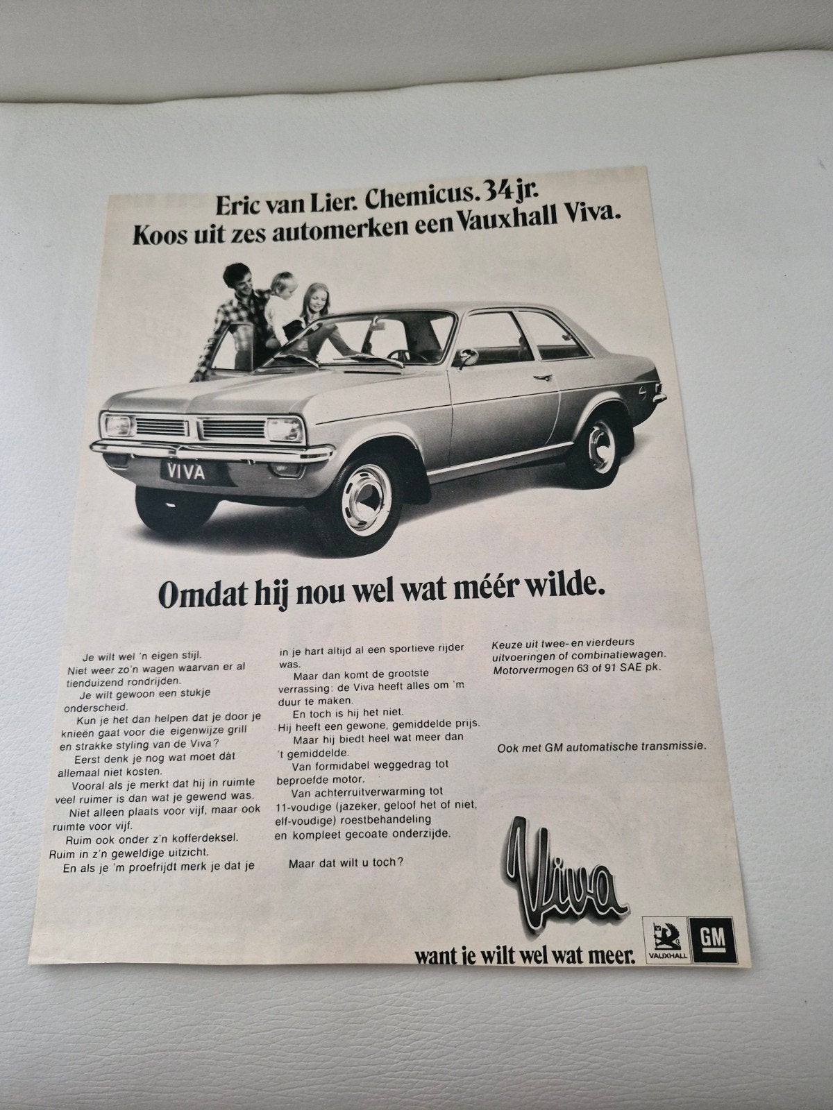 Vauxhall Viva Advertentie - ca. 32 x 24 cm, Ophalen of Verzenden, Knipsel(s)