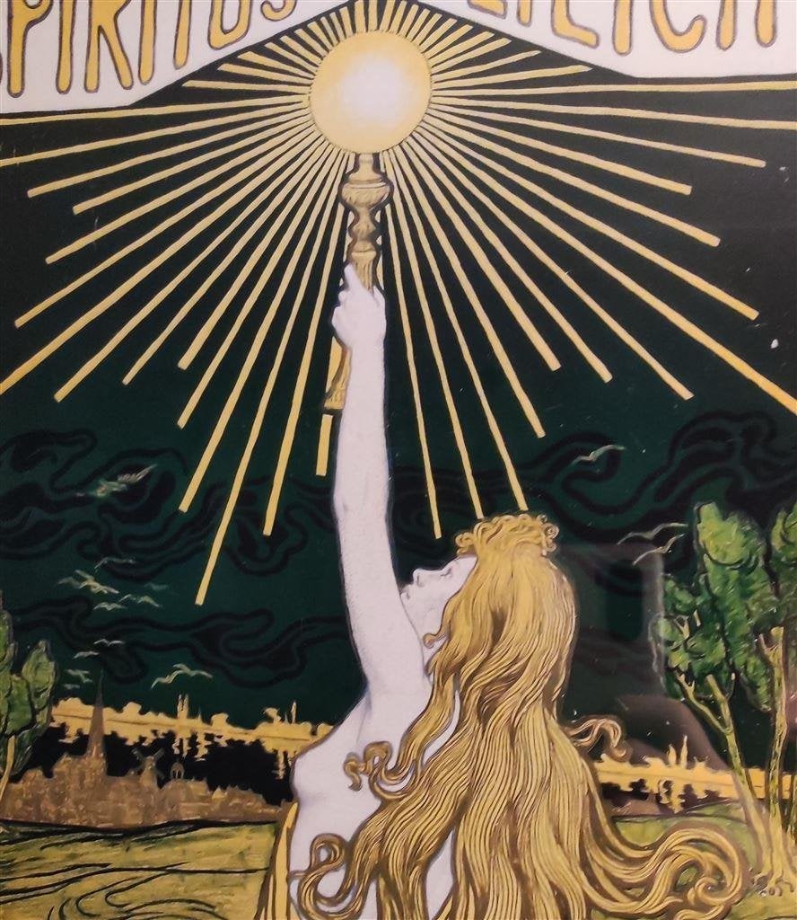 Spiritus Gloeilicht Jugendstil Deco Affiche Poster in Frame, Verzenden, Nieuw, Reclamebord
