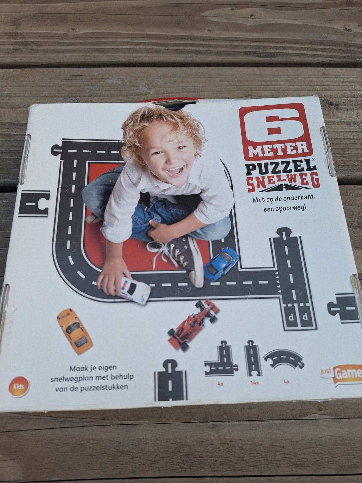 6 Meter Puzzel Snelweg & Spoorweg - Just Games Kids, Ophalen of Verzenden, Gebruikt, Overige merken