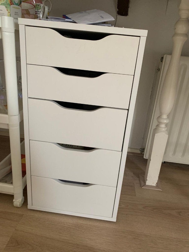 IKEA Alex ladeblok 5 lades wit, Ophalen, Minder dan 50 cm, 5 laden of meer, Zo goed als nieuw
