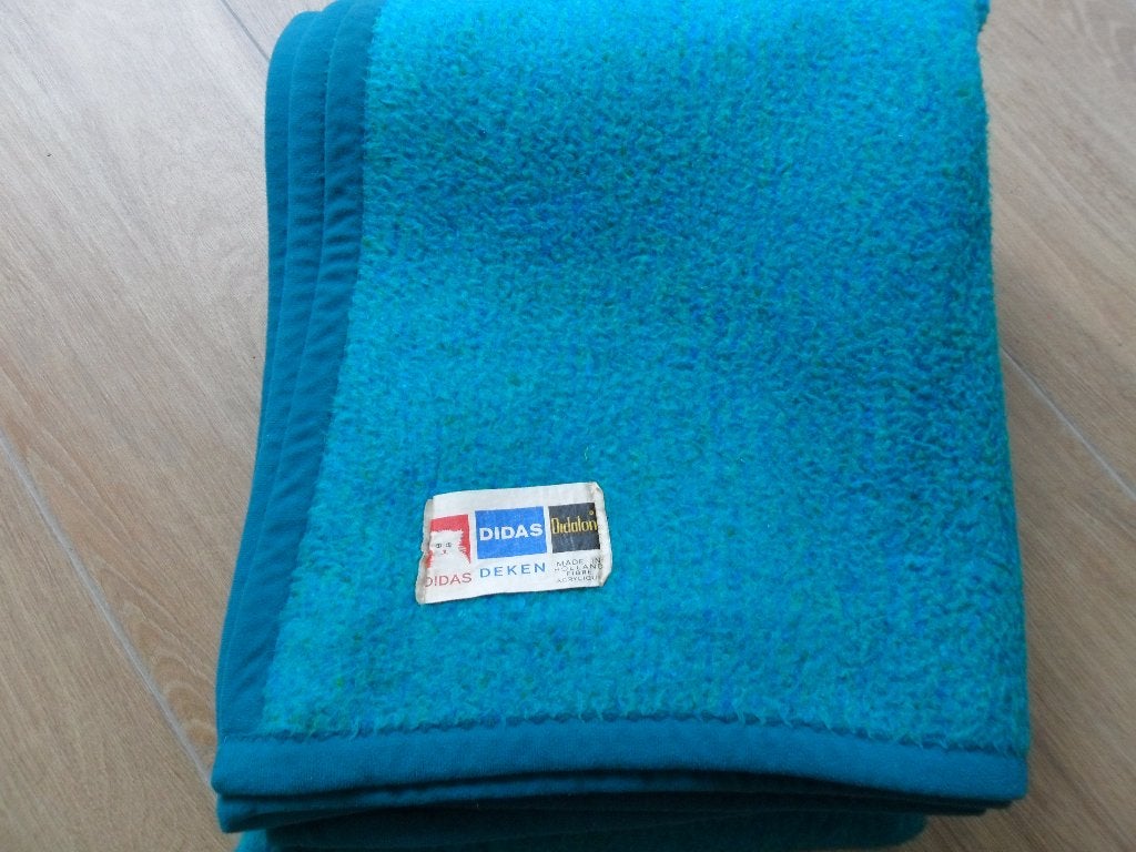dralon deken didas vintage, Gebruikt, Eenpersoons, Blauw, Overige materialen