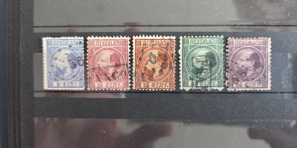 NVPH 7 t/m 11 gestempeld. Koning Willem III, Postzegels en Munten, Verzenden, T/m 1940, Gestempeld
