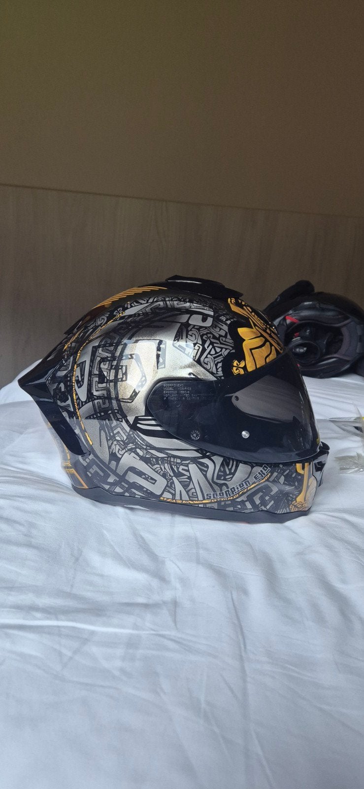 Scorpion EXO helm - Zwart grijs goud - Topstaat, Overige merken, Heren, Ophalen of Verzenden, Integraalhelm