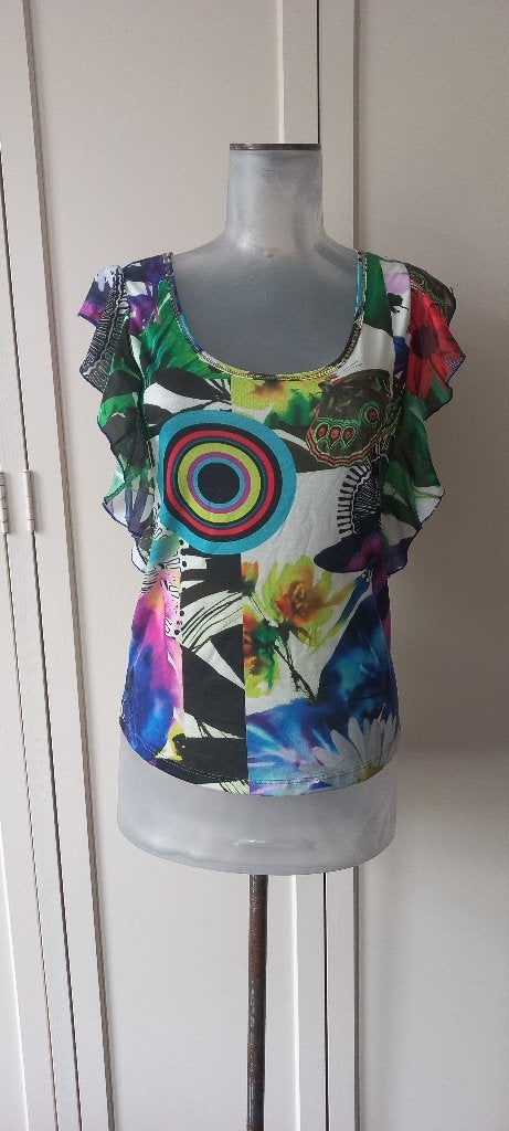 Desigual topje maat S zgan, Meerkleurig, Ophalen of Verzenden, Zo goed als nieuw, Desigual
