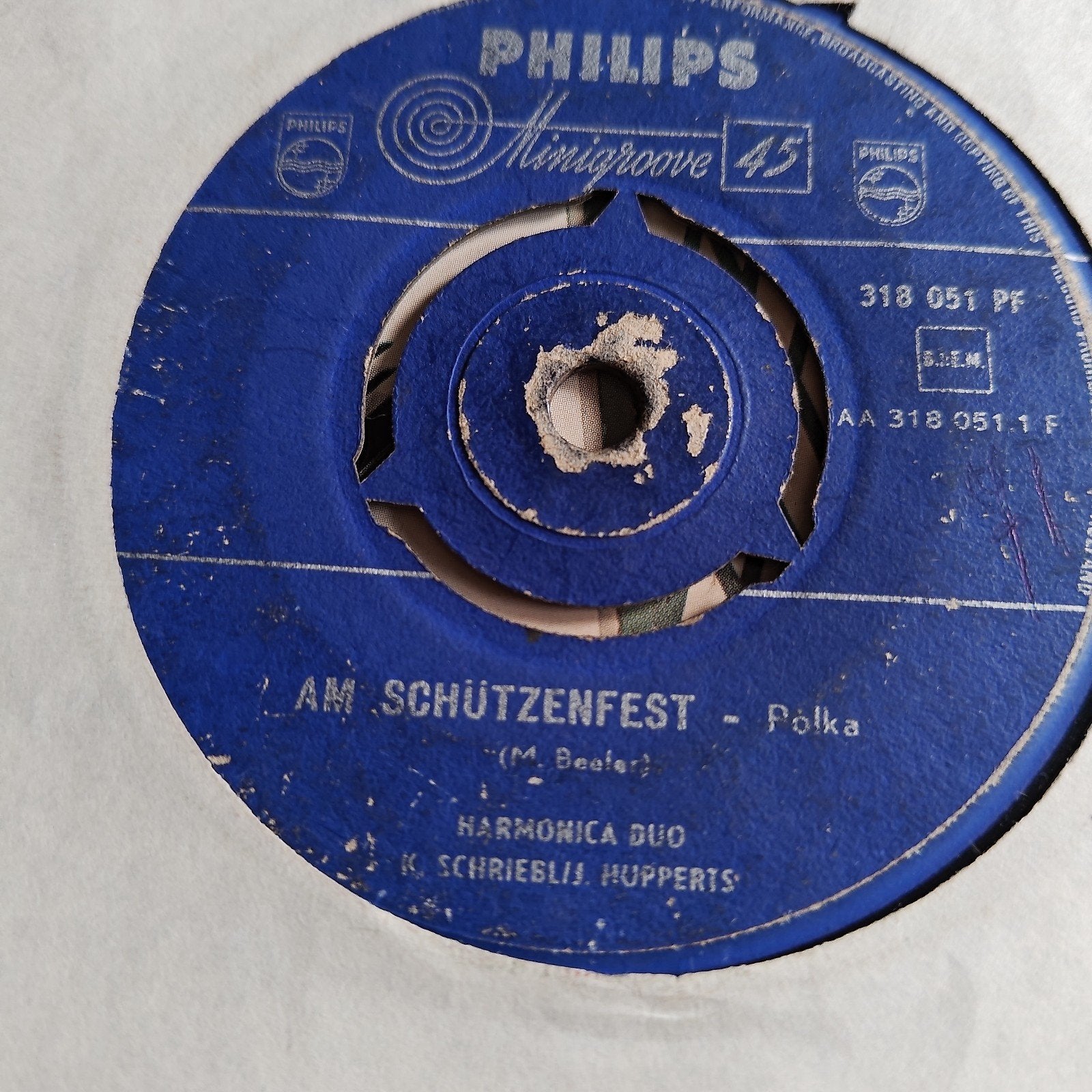 Philips Minigroove 45 Am Schützenfest Polka - Harmonica Duo, Ophalen of Verzenden, Gebruikt, 7 inch
