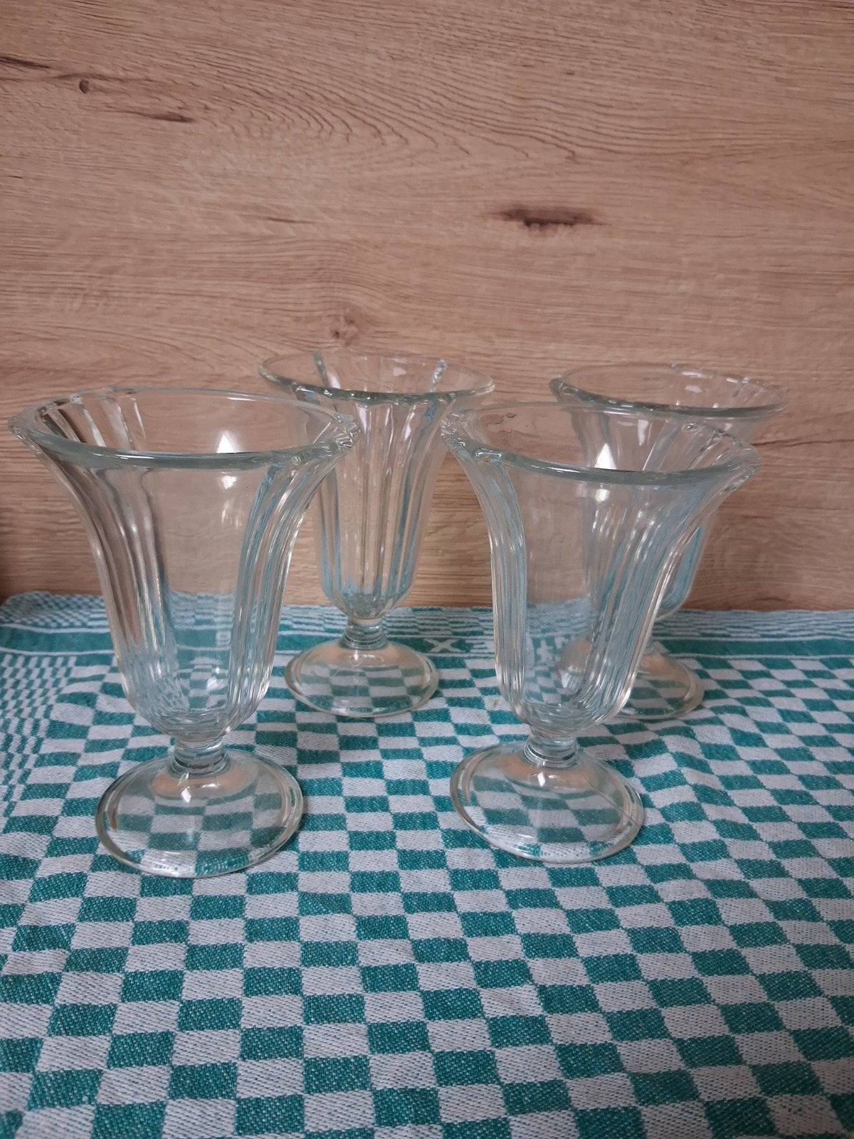 Set van 4 vintage ijscoupes / dessertglazen, Antiek en Kunst, Ophalen of Verzenden