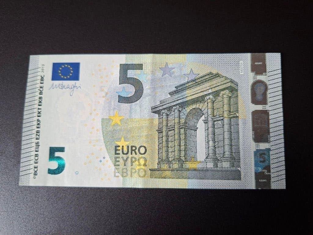 2013 Portugal 5 euro nieuwe serie Draghi code M007, Postzegels en Munten, Verzenden, Portugal, 5 euro, Los biljet