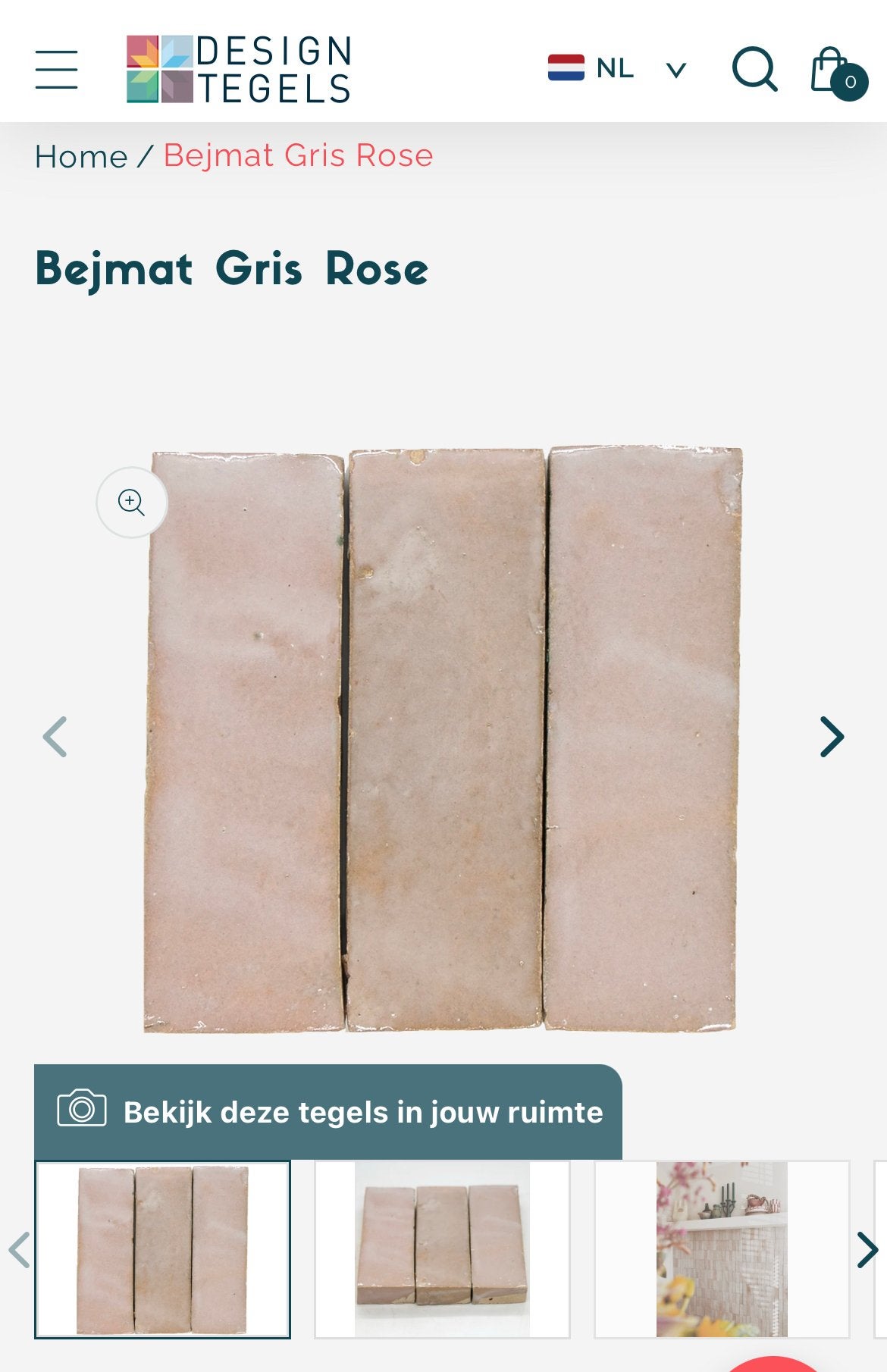 Nieuwe Bejmat Gris Rose tegels uit Marokko, Nieuw, Ophalen of Verzenden, Minder dan 20 cm, Minder dan 5 m²
