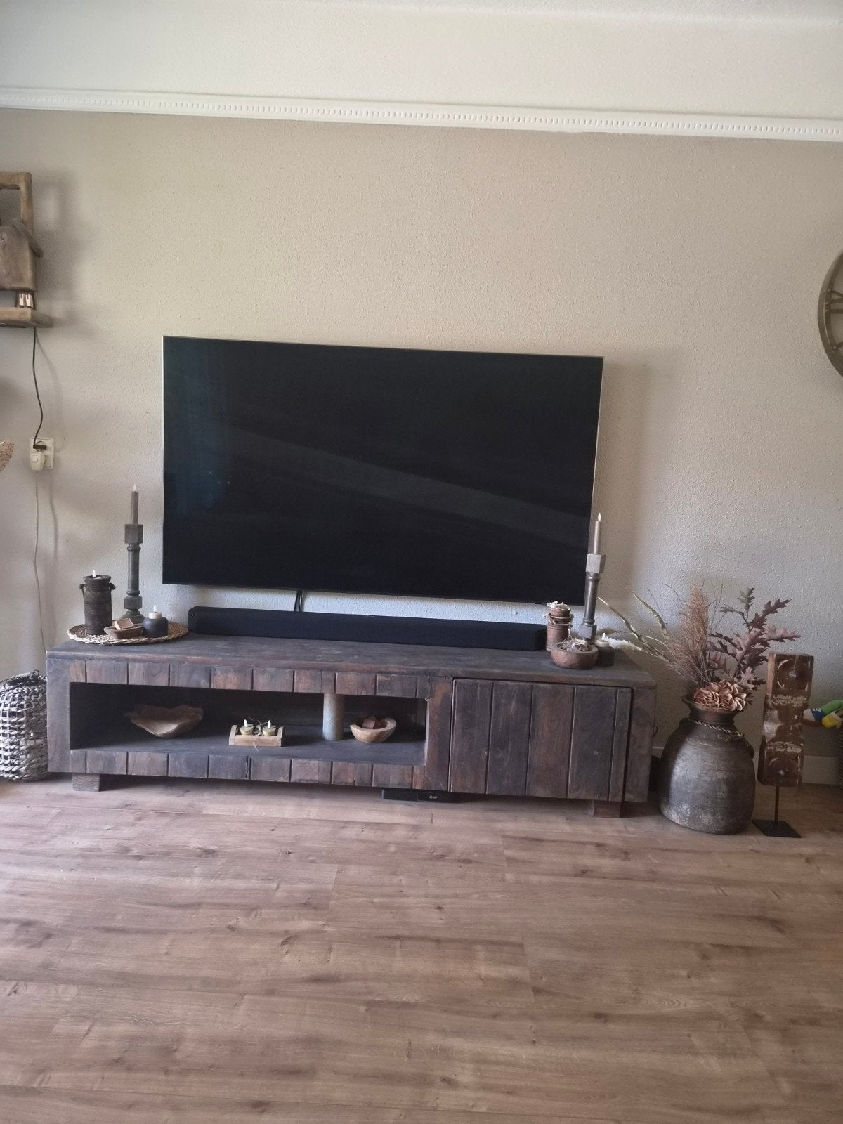 tv meubel teak hout., Ophalen, Gebruikt, Sober, 150 tot 200 cm