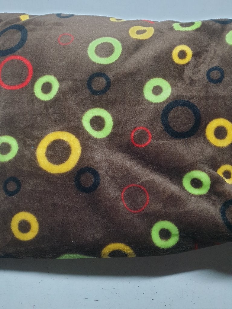 Fleece bruin cirkels (115), Hobby en Vrije tijd, Stoffen en Lappen, Overige materialen, Bruin, Nieuw, Ophalen of Verzenden