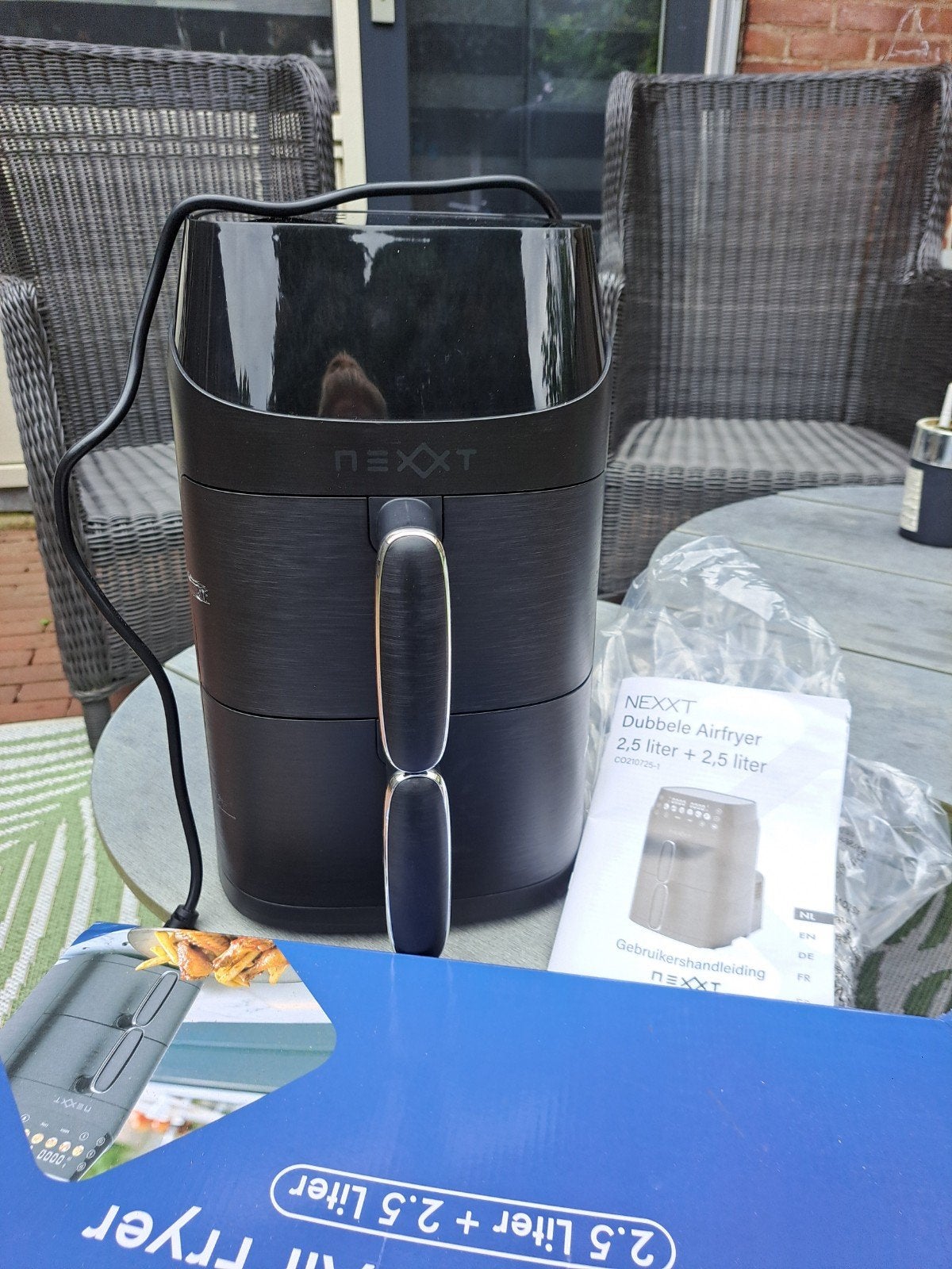 Nieuw in doos Nexxt Double Stack Airfryer 2x 2.5 liter, Ophalen, Nieuw, Airfryer, 1500 gram of meer