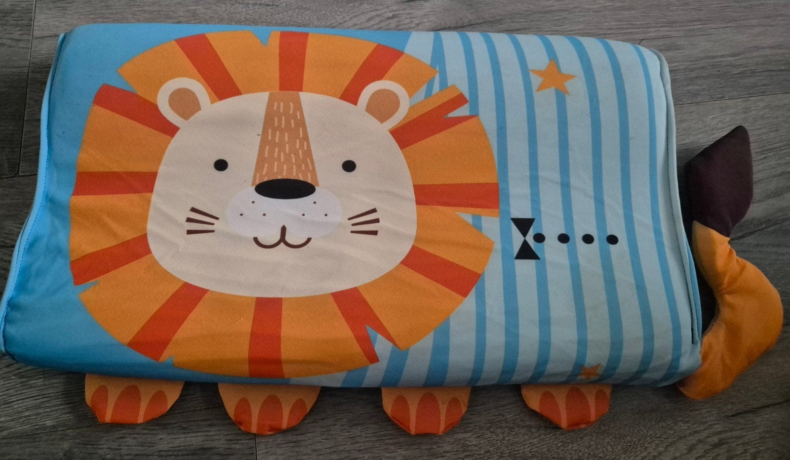 Ergonomisch Kinderkussen Leeuwenprint en Friemelelementen, Ophalen, Zo goed als nieuw, Eenpersoons, Kussen