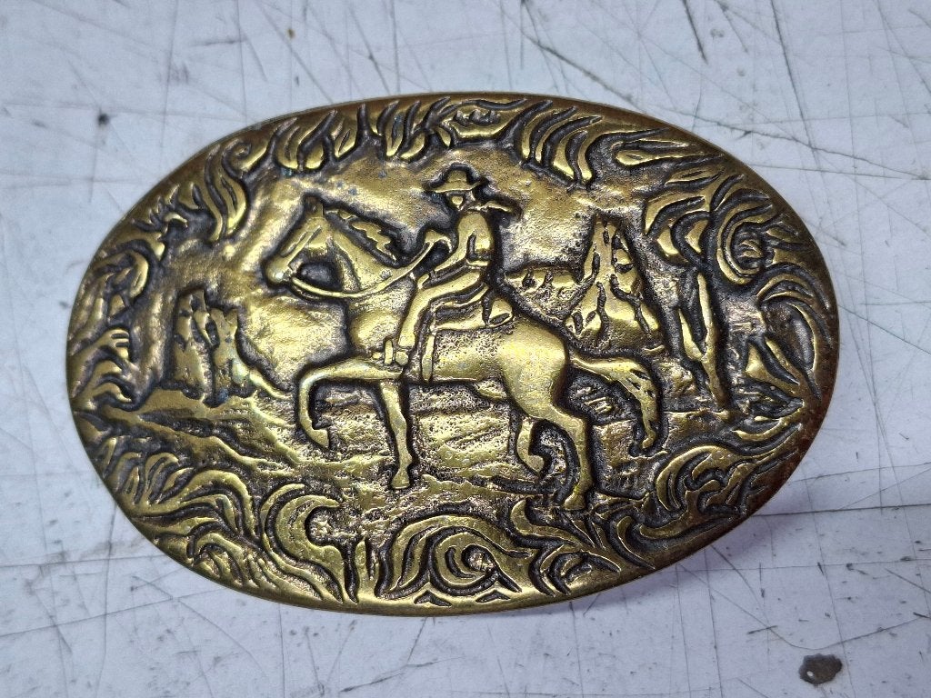 Vintage western cowboy op paard buckle gesp, Losse buckle of gesp, Overige kleuren, Ophalen of Verzenden, Nieuw